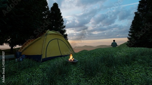 camping alone in the nature