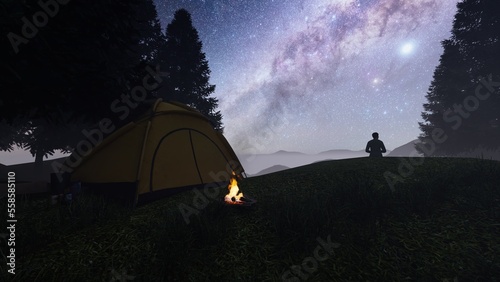 camping alone in the nature © Hirzan