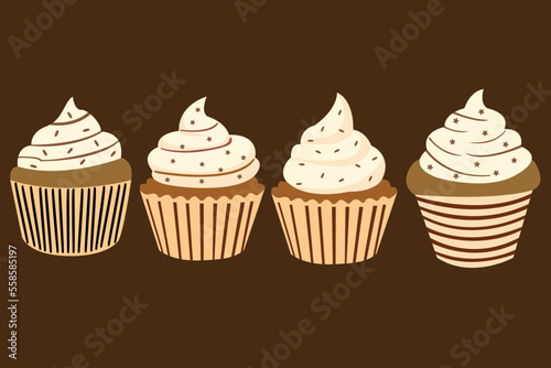 Set of coffee cupcakes clipart