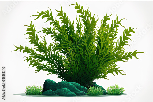 Canvastavla Seaweed spirulina in cartoon form underwater