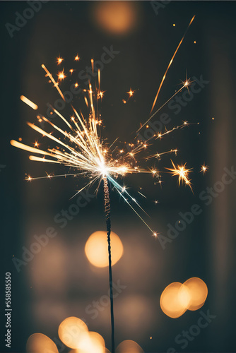 Fireworks, sparks, 2023 -happy new year decoration background HD photo 004