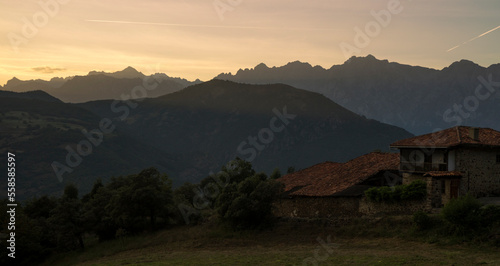 Sunset in Picos de Europa, Cantabria, Spain photo
