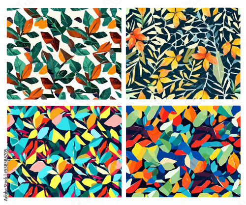 Set of colorful leaf patterns