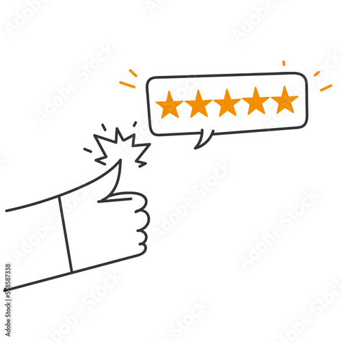 hand drawn doodle Giving Five Star Feedback review illustration vector