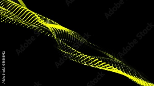 sci-fi background digital space. Blue high-tech field with glow particles form lines and surface waves
