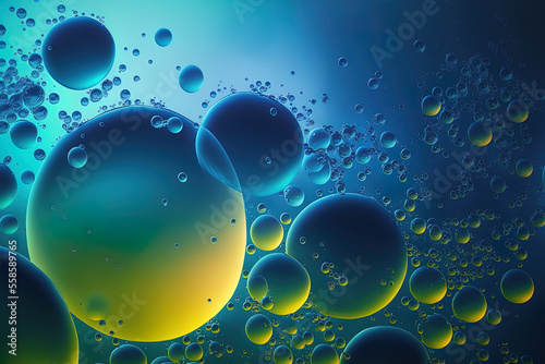 wallpaper with an abstract background and gradient oil bubbles. Generative AI