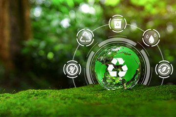 Zero waste,net zero concept. Carbon neutral. Climate neutral long term strategy. Sustainable business development. Reuse Reduce Recycle symbol.Conscious consumption. Waste management. Earth day banner