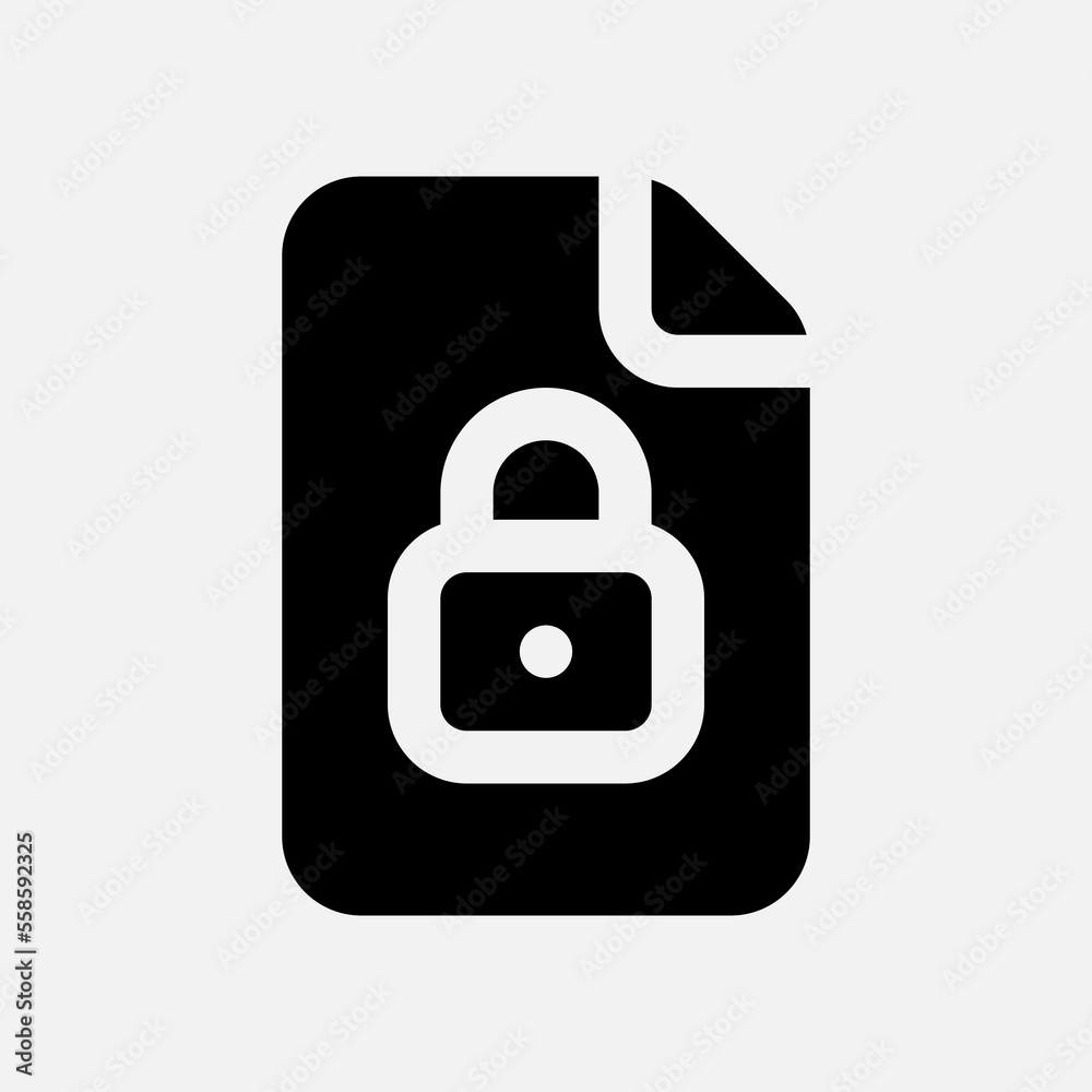 Locked file icon in solid style, use for website mobile app presentation Locked file icon in solid style, use for website mobile app presentation