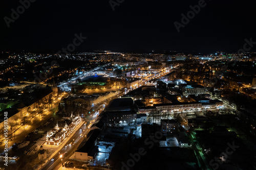 night festive city aerial view, street, lights © Евгения Шолохова