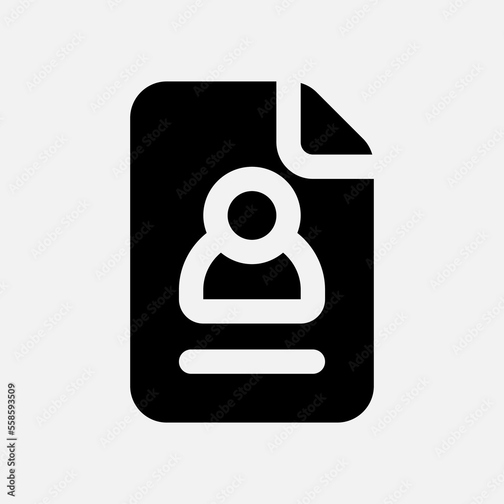 Profile file icon in solid style, use for website mobile app presentation Profile file icon in solid style, use for website mobile app presentation