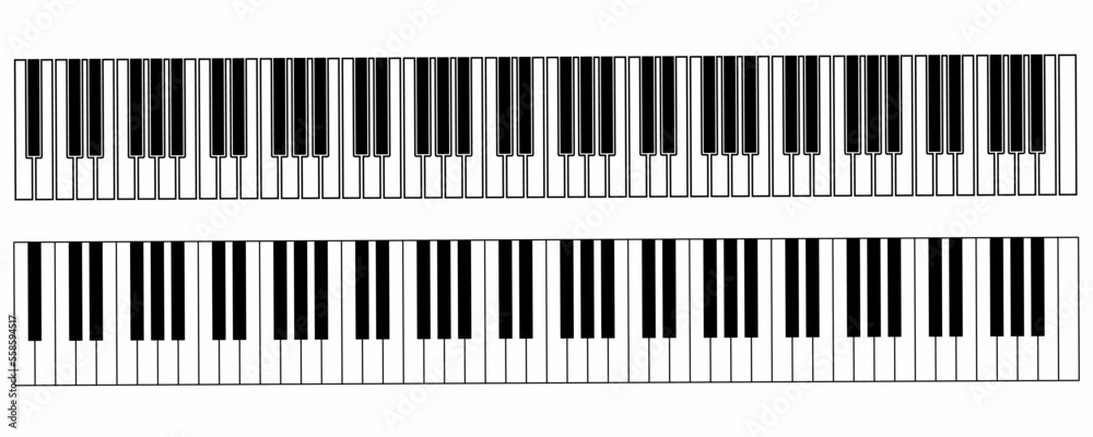 top view outline piano keyboard icon set isolated on white background top view outline piano keyboard icon set isolated on white background