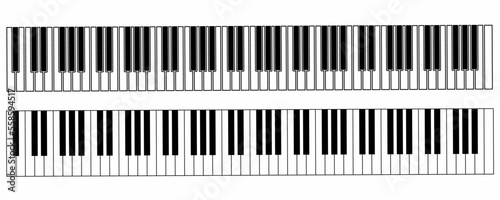 top view outline piano keyboard icon set isolated on white background