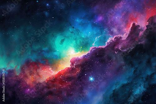 Wallpaper with a galaxy in color. Generative AI