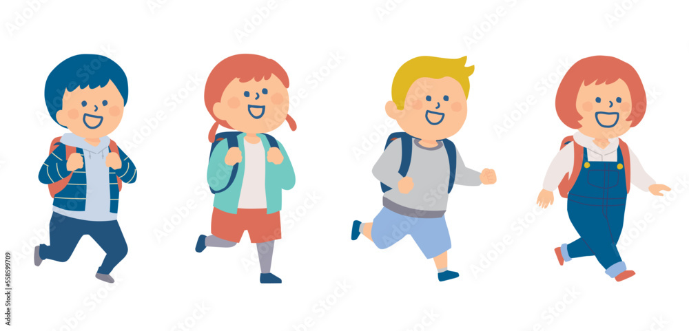 ランドセルを背負った小学生のイラスト ランドセルを背負った小学生のイラスト