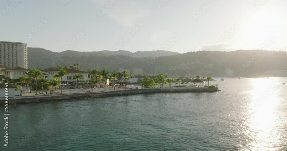 Golden hour flyby a luxury resort off the coast of Ocho Rios Jamaica. Golden hour flyby a luxury resort off the coast of Ocho Rios Jamaica.