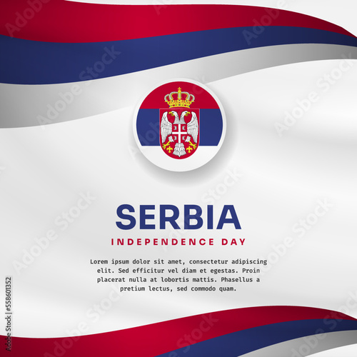 Square Banner illustration of Serbia independence day celebration with text space. Vector illustration.