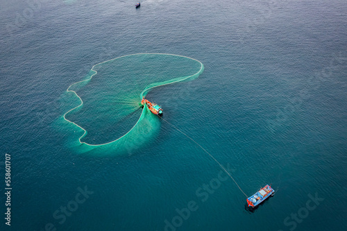 Ships and fishermen are fishing anchovies in Yen Island, Phu Yen, Vietnam © Hien Phung