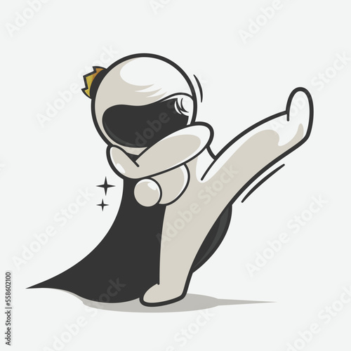 cute astronaut cool kungfu pose art illustration