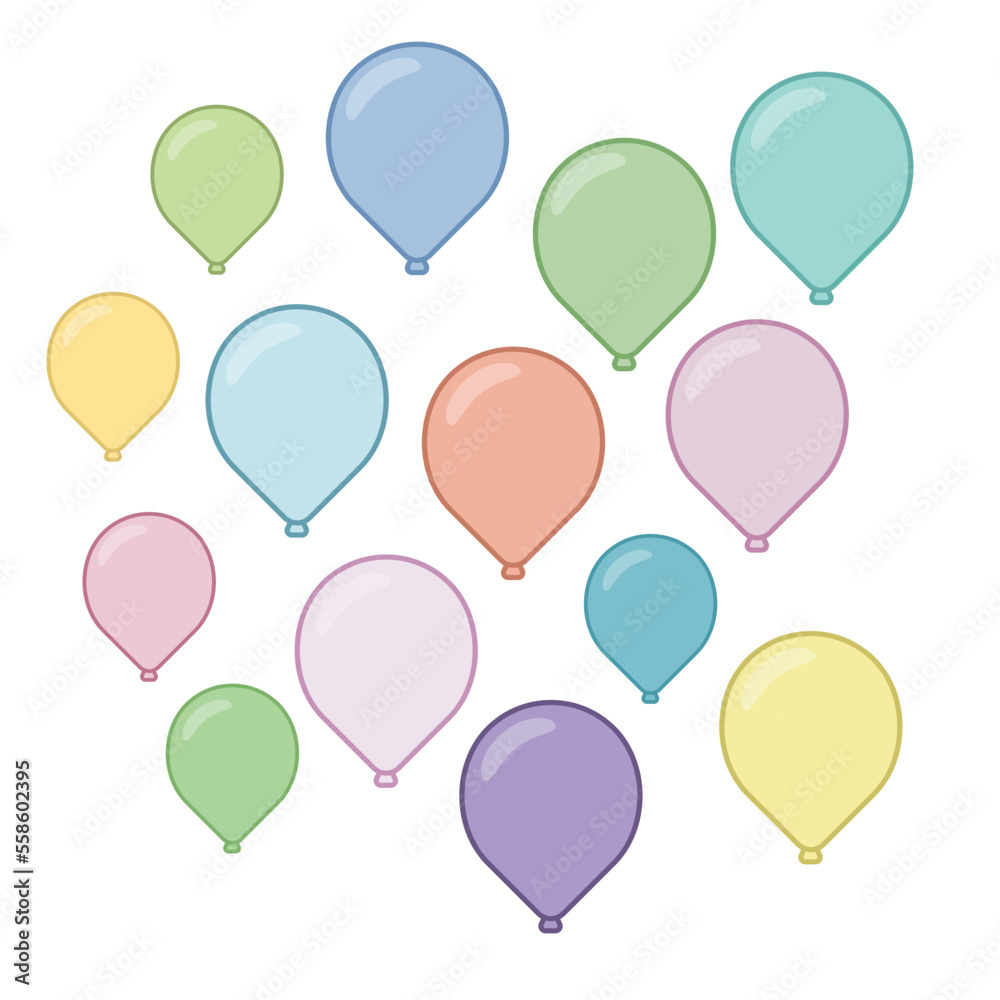 Balloons in cartoon flat style isolated on white