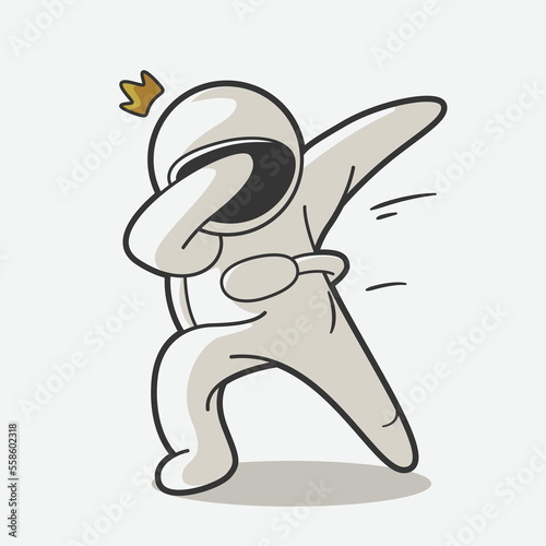 cute astronaut cool dabbing pose art illustration