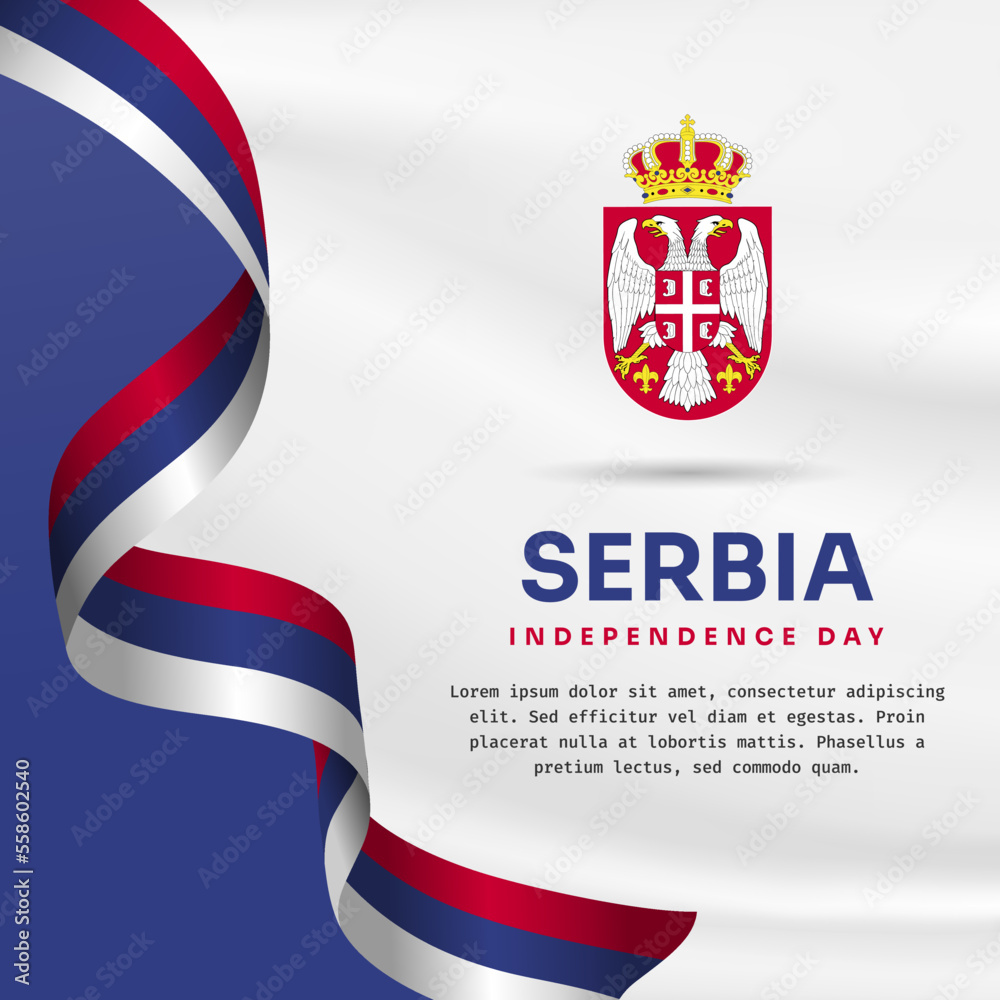 Square Banner illustration of Serbia independence day celebration with text space. Vector illustration.