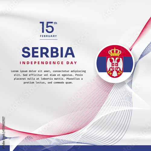 Square Banner illustration of Serbia independence day celebration with text space. Vector illustration.