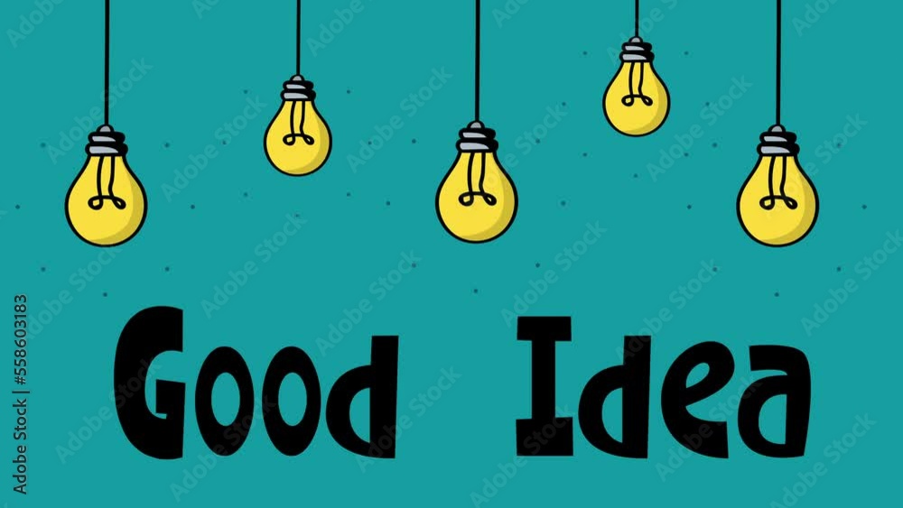 good idea text concept animation.Light bulbs symbol.cartoon style.Marketing and advertising tag.fade in and fade out effect.