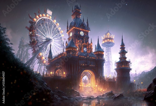magical fantasy playground at night
