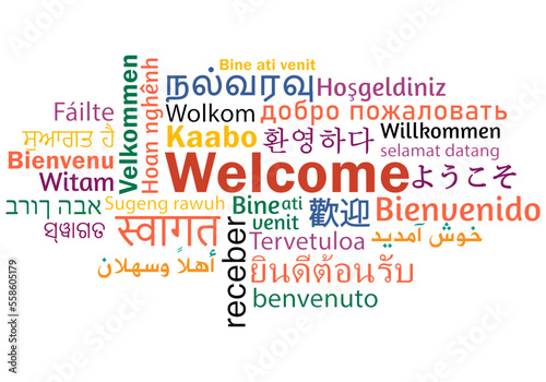 Welcome in Major World Language word cloud vector illustration