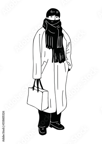 man walking casual style street wear man hand drawn art illustration