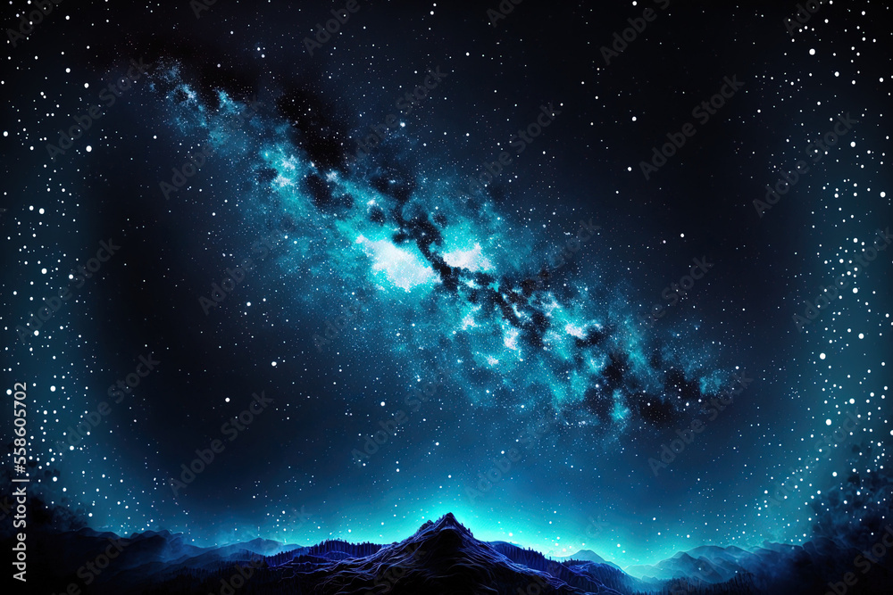 sky with stars, starry night Milky Way starlight, cosmic space, and a starry background. Generative AI