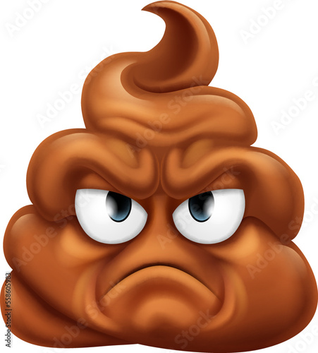 An angry jealous or mad dislike poop or poo emoticon emoji cartoon face hating something icon photo
