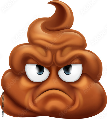 An angry jealous or mad dislike poop or poo emoticon emoji cartoon face hating something icon