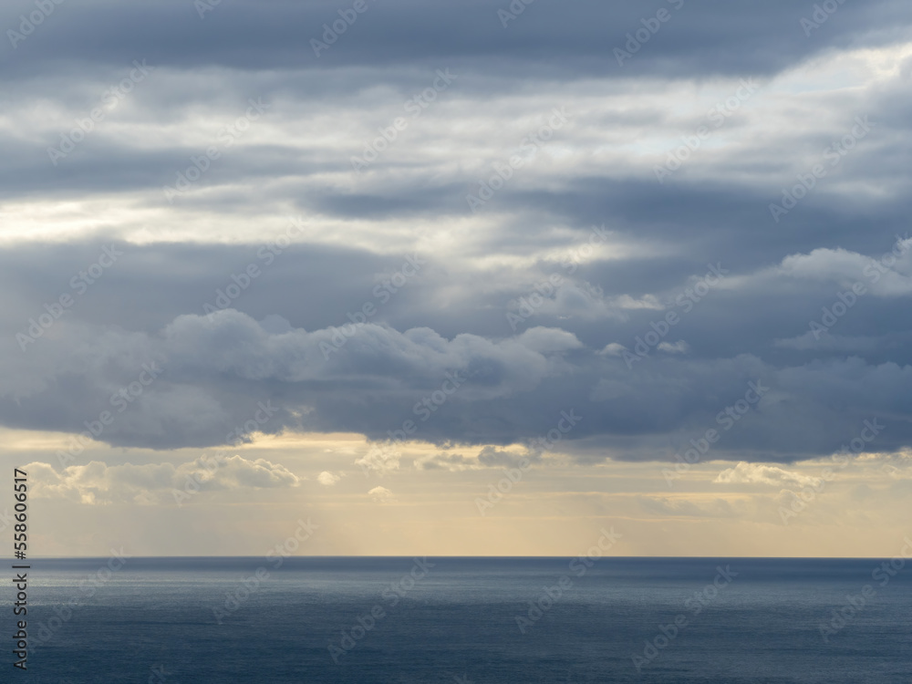 Low storm clouds over Tasman sea coast