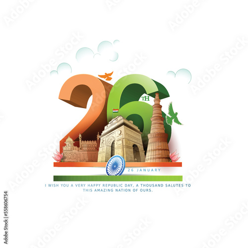 vector sketch poster of  indian monuments for india republic Day (26 January).