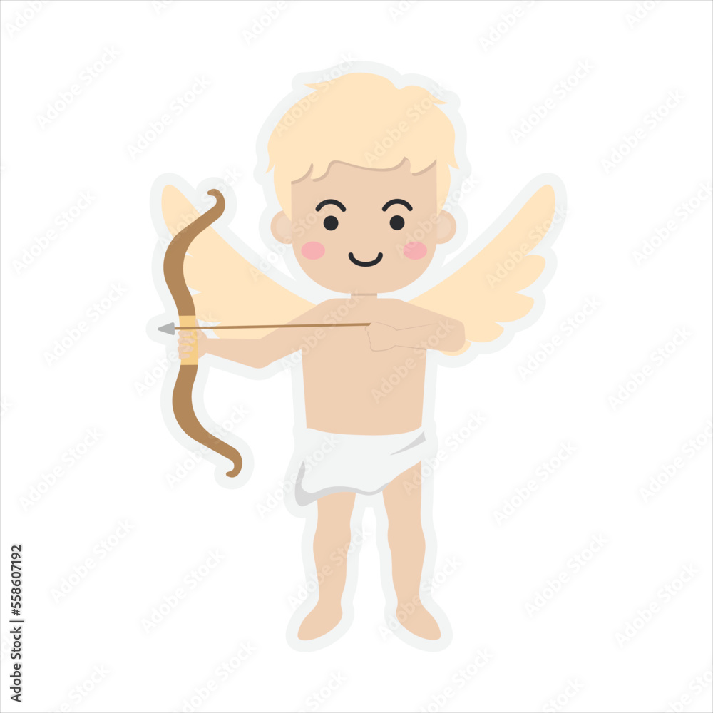 Obraz premium Vector Cartoon Cupid Carrying Arrow