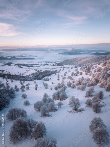 Alpine scenery in winter. F...