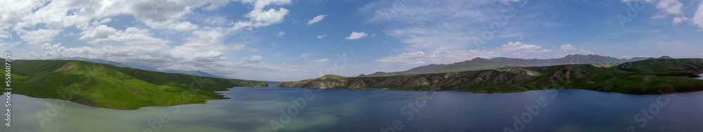 DПанорама, вид на озеро с высоты, облака. Panorama, view of the lake from a height, clouds DПанорама, вид на озеро с высоты, облака. Panorama, view of the lake from a height, clouds