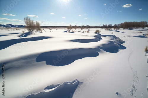 Aerial drone photo of the snowfield