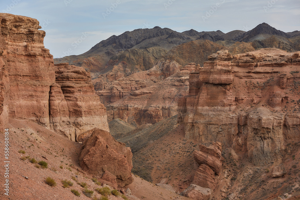 Canyon with sand red rocks. Famous place