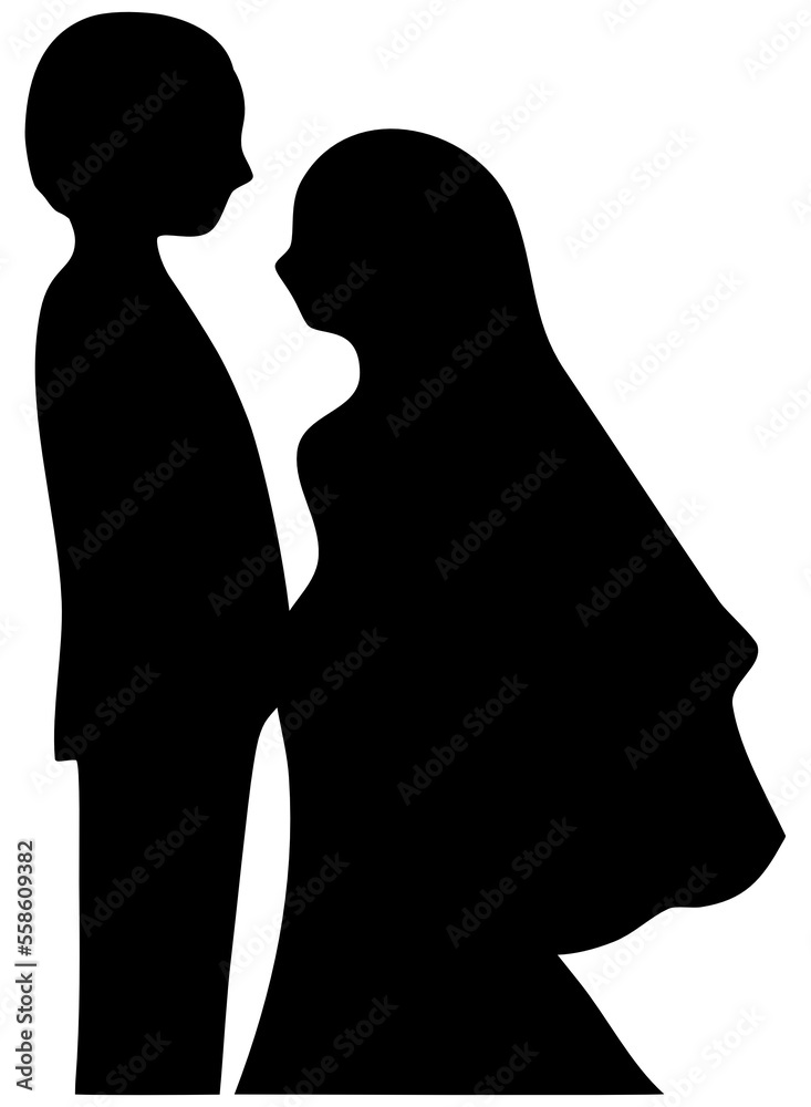 valentine couple cartoon silhouette