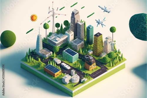 Isometric modern technology city. 3d illustration.