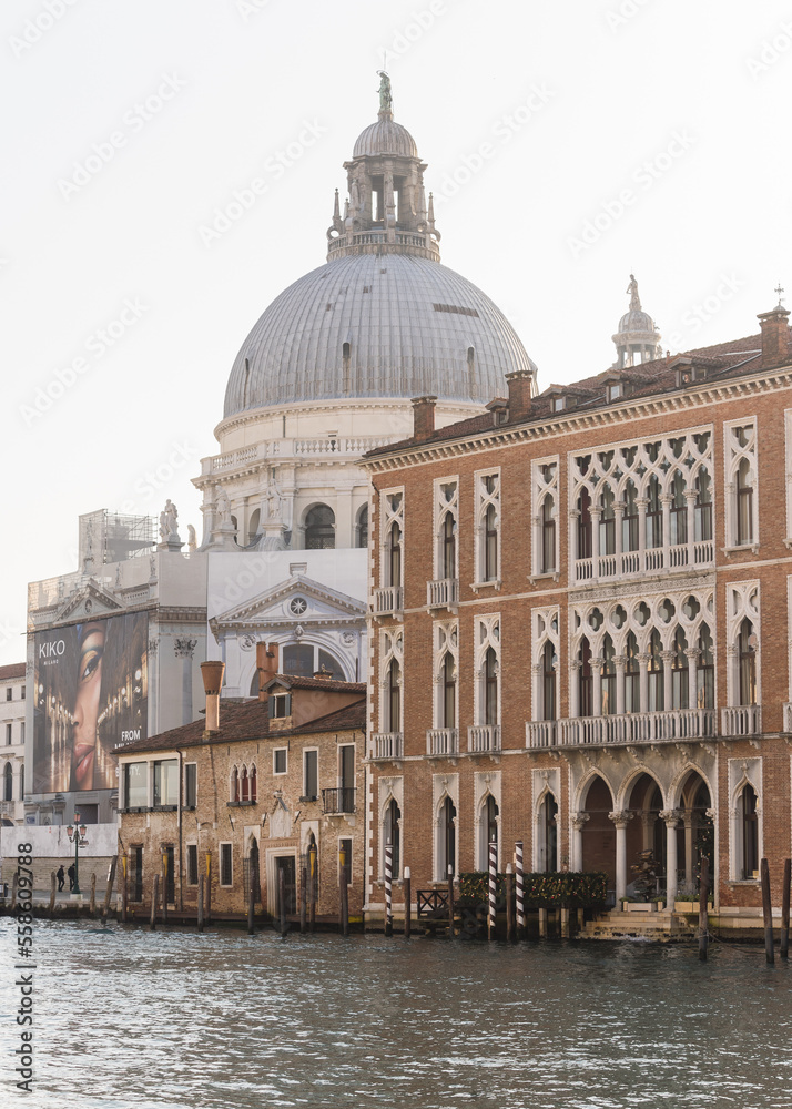 architectural detail of the church Santa Maria della Salute in Venice, Italy 