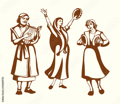 The ancient people are having fun. Vector drawing