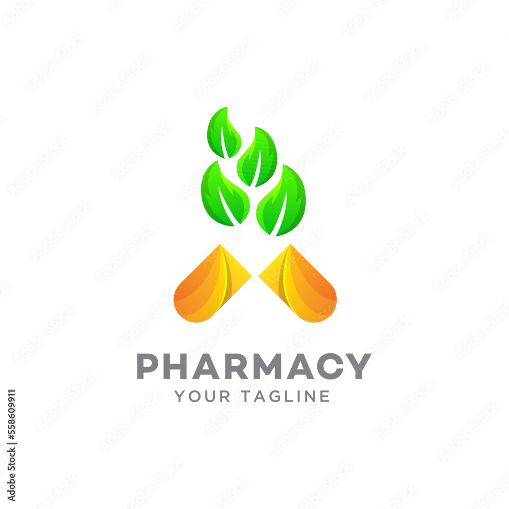 Design of a creative pharmacy concept logo, Medical and healthcare logo, Herbal capsule logo Design of a creative pharmacy concept logo, Medical and healthcare logo, Herbal capsule logo