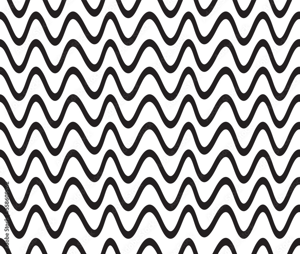 Wavy line pattern vector illustration, Black and white.