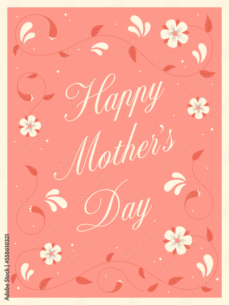 Obraz premium Happy Mother's Day greeting card with flowers.