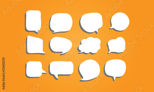 Set of speak bubble text, chatting box, message box outline cartoon vector illustration design. Balloon doodle style of thinking sign symbol