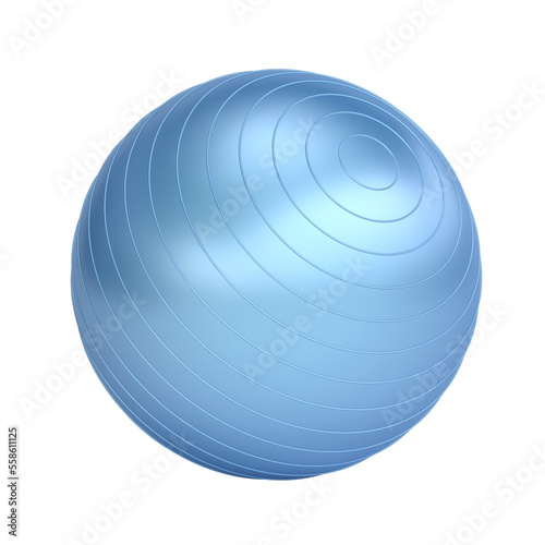 Blue fitness ball isolated on white background 3d rendering photo