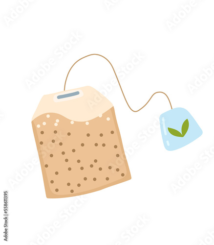 tea bag. Isolated hand drawn tea bag illustration